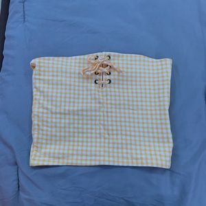 Pacsun yellow and white tie-up tube top